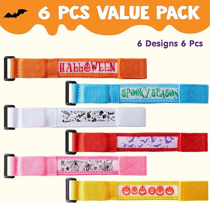 JOYIN 6 PCS Halloween Light Up Bracelets, LED Glow Flashing Wristband Toys for Kids, Glow in The Dark, Slender Wrists, Trick or Treat for Concerts, Sports, Night Events, Game Prizes, Party Favors