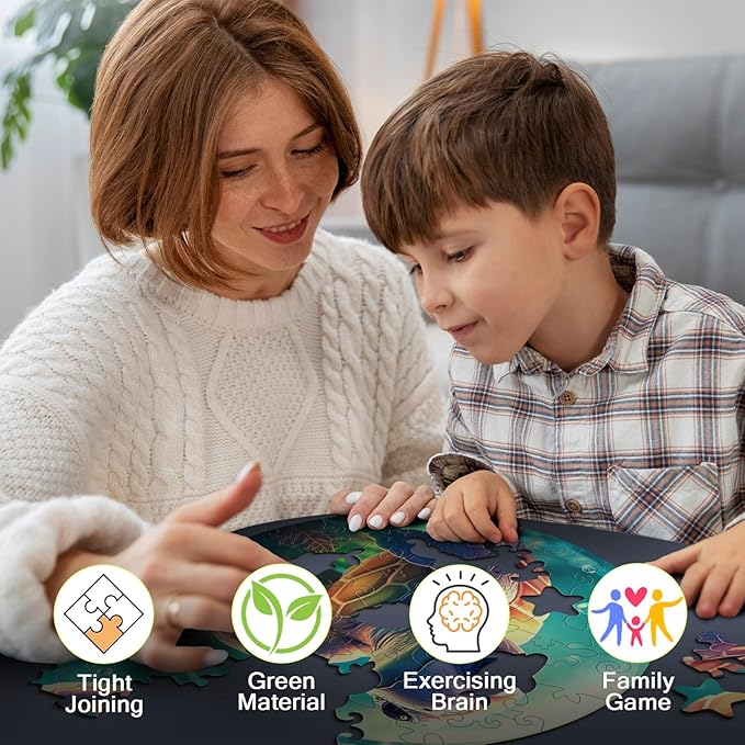 Wooden Jigsaw Puzzles for Kids Ages 4-6, 50 Piece Unique Shape Animal Theme Puzzle - Preschool Learning Educational Toys for Kids 3+, Valentines Day Birthday Easter Gifts for Kids Girls Boys