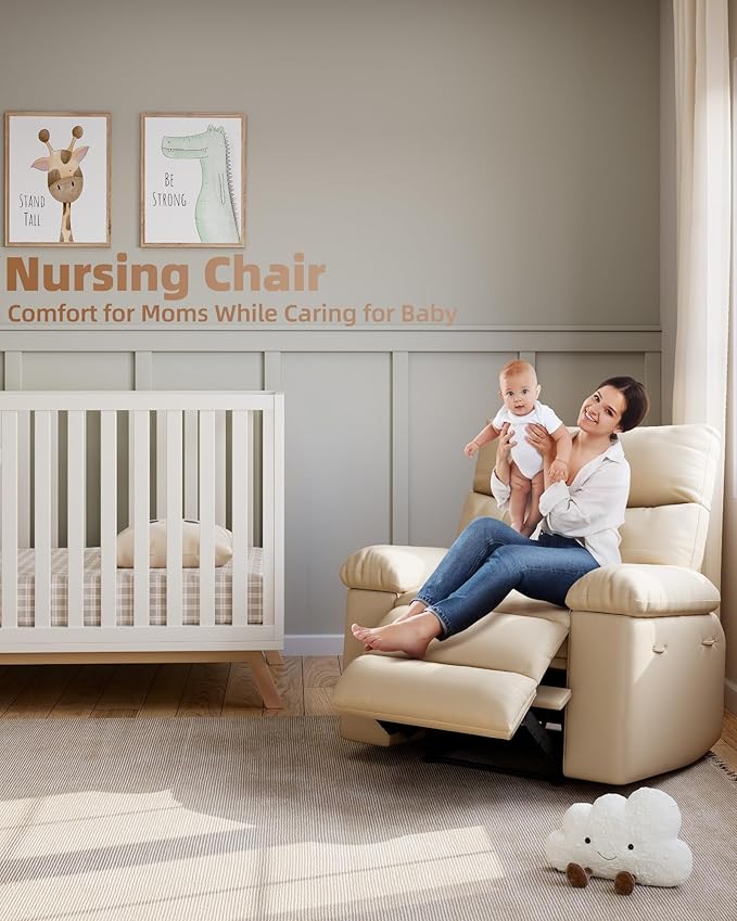 Electric Recliner Chair - 360° Rocker Swivel Recliner with Heat and Massage, PU Leather Large Recliner for Adults, Comfortable Lazy Chair with 1.5X Sponge Filling