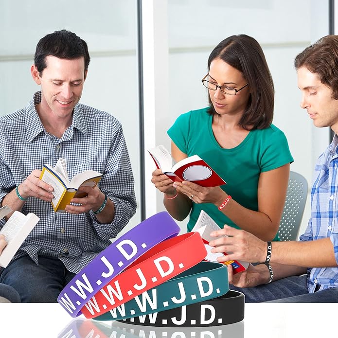 Jadive 20 Pcs WWJD Rubber Bracelets What Would Jesus Do Silicone Wristbands for Women Men Jesus WWJD Inspirational Bracelet Motivational Bracelet Religious Christian Party Favors Gifts