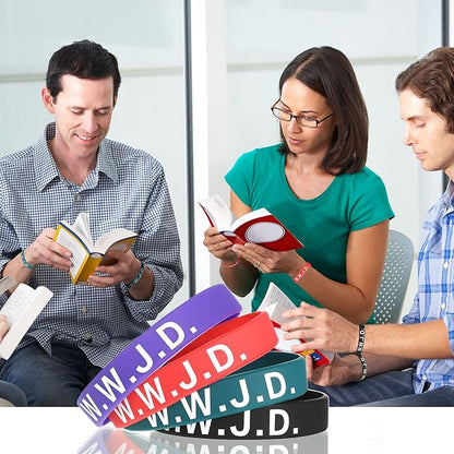 Jadive 20 Pcs WWJD Rubber Bracelets What Would Jesus Do Silicone Wristbands for Women Men Jesus WWJD Inspirational Bracelet Motivational Bracelet Religious Christian Party Favors Gifts