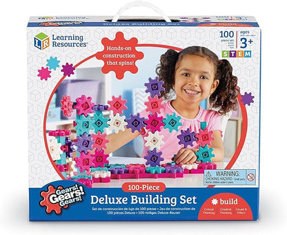 Learning Resources Gears! Gears! Gears! Deluxe Building Set Pink - Toddler Building Toys, STEM Activities, Fine Motor Skills, Critical Thinking, Birthday Gift Idea for Girls and Boys