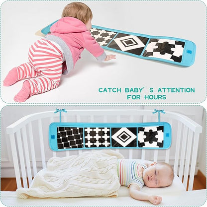 Montessori Toys for Babies 0-6 Months, 9 in 1 Learning Educational Sensory Toys for Newborn 0-3-6 Months, Includes High Contrast Cards, Baby Tissue Box Toy, Spinning Drum, Teether and More