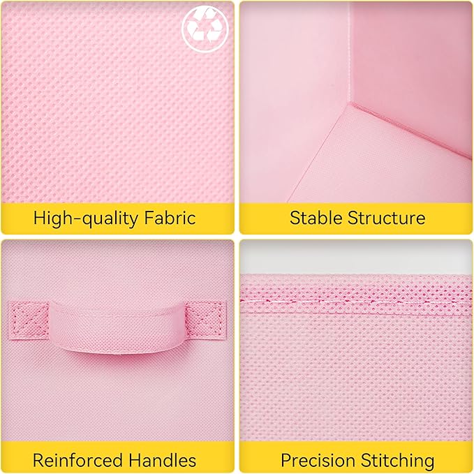 Cupic Cupid 13 Inch Storage Cube, Fabric Cube Storage Bin with Handles, Storage Cube Organizer for Clothes and Toys, Collapsible Cube Bins for Closet, Shelves, Nursery, 6-Pack, Pink Gradient
