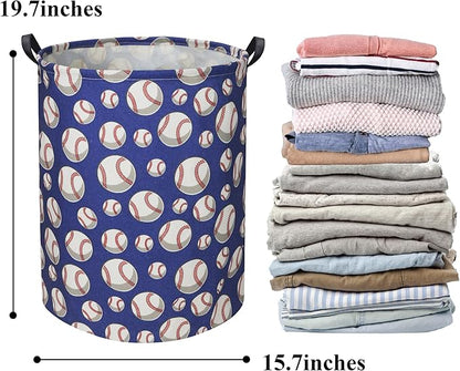 HIYAGON Baseball Kids Laundry Hamper, Large, Cotton & Linen, Waterproof PE Coating, Collapsible, Multi-purpose, Dinosaur Pattern