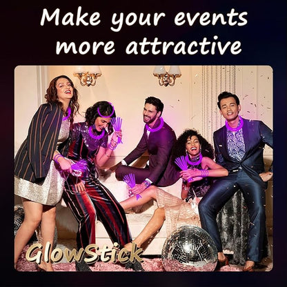 75 Glow Sticks Bracelets and Necklaces, 8'' Glowsticks Bulk Pack Bright Glow in the Dark Party Supplies for Kids (Purple)