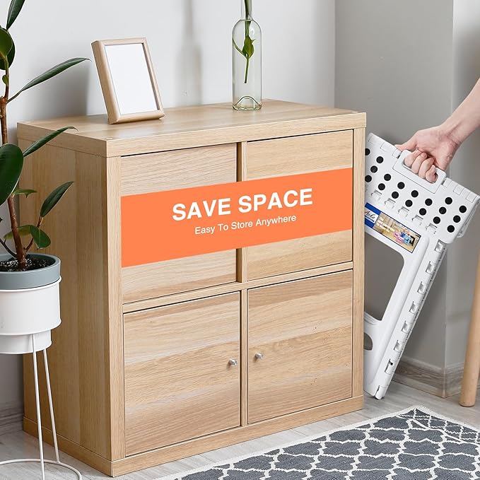 ACKO 6pack Folding Step Stool 17.5 Inch Stool 400 LB Weight Capacity Plastic Foldable Step Stools for Adults and Kids, Folding Stool Suitable for Kitchen, Stepping Stool with Handle White Step Stool