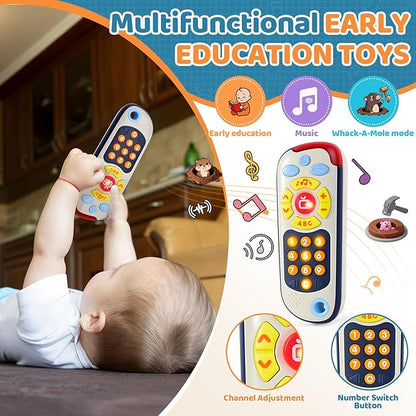 Orzbow Baby Remote Control Toy with Music, Realistic TV Remote Toy with Lights and Sounds, 3 Modes(Learning, Music, Game), Baby Sensory Toy for Toddler Infant Boy Girl Gift 1-3 Year Old, Black