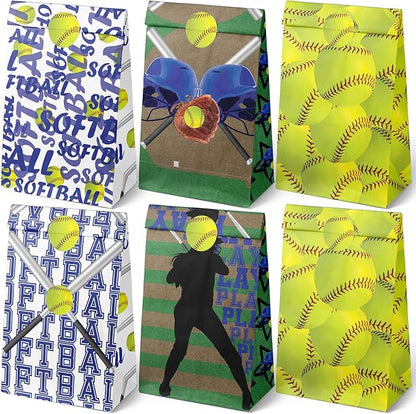 24 Softball Party Favor Bags with Stickers Softball Goodie Bags Softball Party Favors for Kids Softball Birthday Party Supplies