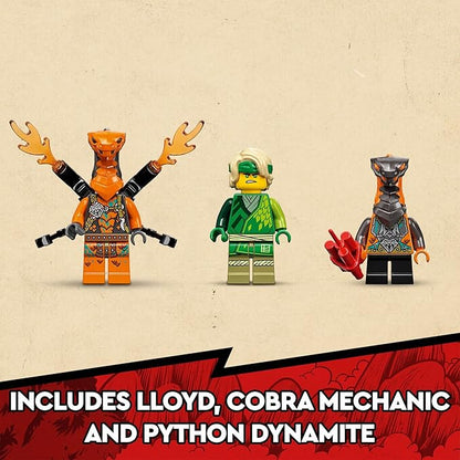 LEGO NINJAGO Lloyd’s Race Car EVO, 71763 Toys for Kids 6 Plus Years Old with Quad Bike, Cobra & Python Snake Figures, Collectible Mission Banner Set