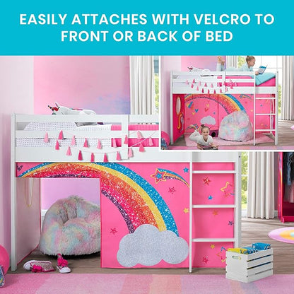 Delta Children Twin Loft Bed with Guardrail and Ladder + Tent (Bundle), White/JoJo Siwa