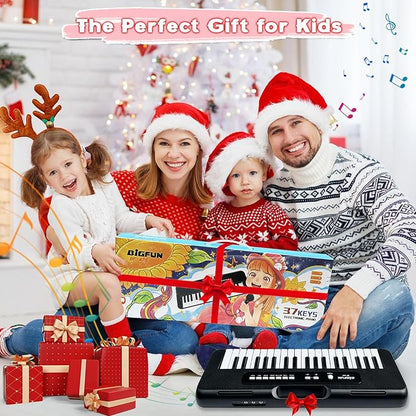 37 Keys Piano for Kids Age 3-6, Kids Piano Keyboard with Microphone Portable Beginners Musical Piano Learning Educational Christmas Birthday Gift Toys for 3 4 5 6 Years Old Girls Boys (Black)