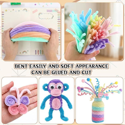 Yunsailing 200 Pcs Pipe Cleaners 6 mm x 12 Inch Chenille Stems Pipe Cleaners Craft Supplies Art Supplies Adults DIY Creative Decorations Creative DIY Projects Decorations (Macaron Color)