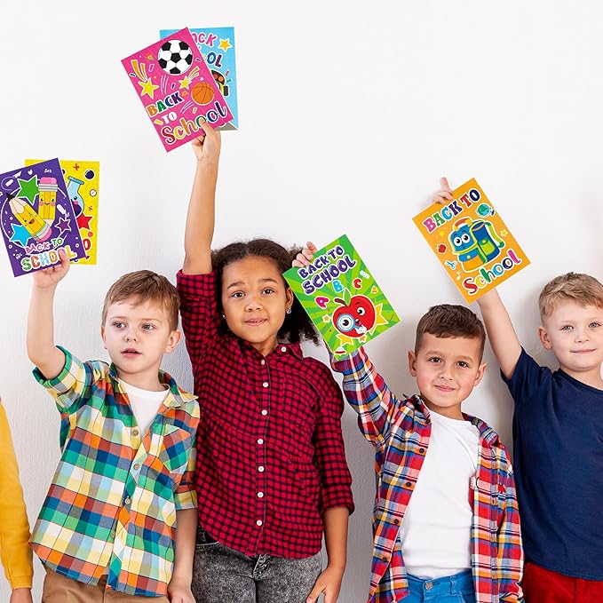 Dvbonike 24Pcs Back to School Coloring Books - First Day of School DIY Color-in Pages Pencil Schoolbag Cute Patterns Drawing Booklet Classroom Reward Art Activity Gifts Party Favors Supplies for Kids