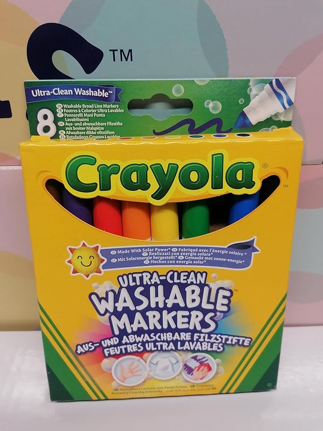 Crayola 8 Ct Broad Line Washable Markers, Assorted Colors, 656820