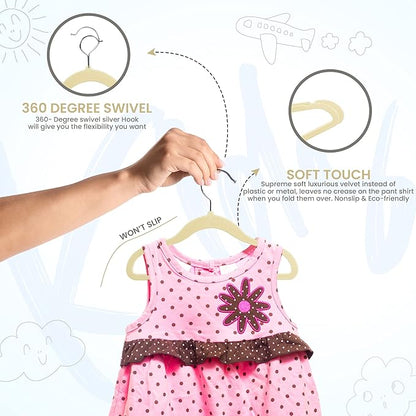 Utopia Home Kids Hangers Velvet (60 Pack) - 11 Inch Durable Baby Hangers for Closet - Perfect for Toddler & Non Slip for Everyday Use (Ivory)
