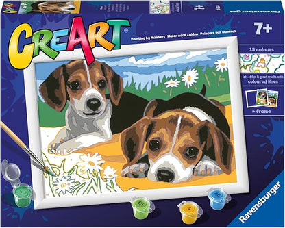 Ravensburger CreArt Jack Russell Puppies Paint by Numbers Kit for Kids - Painting Arts and Crafts for Ages 7 and Up