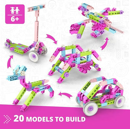 Engino STEM Girls Building Toys, 20 Model Set, Educational Playset for Ages 6+, Construction Toys, Gifts for Girls, STEM Kits