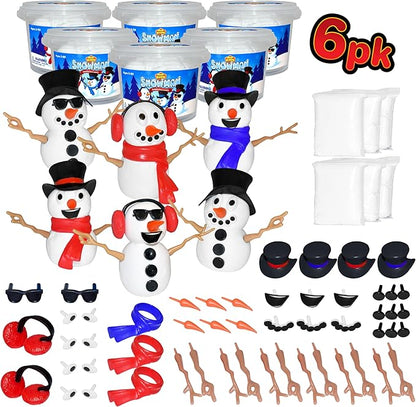Snowman Craft Kit 6 Pack – Build, Play, and Display 6 Air-Dry Clay Snowmen All Christmas & Winter, Great for Birthday Parties & Stocking Stuffers for Kids, Boys and Girls Ages 5+