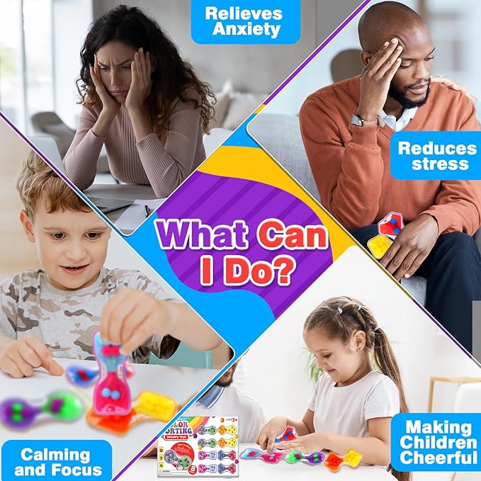 Sensory Fidget Toys for Kids Toddler: 8 Pack Color Sorting Sensory Toys for Autism - Squeeze Calming Toys for Toddler Girls Boys -Goodie Bags Stuffers for Kids