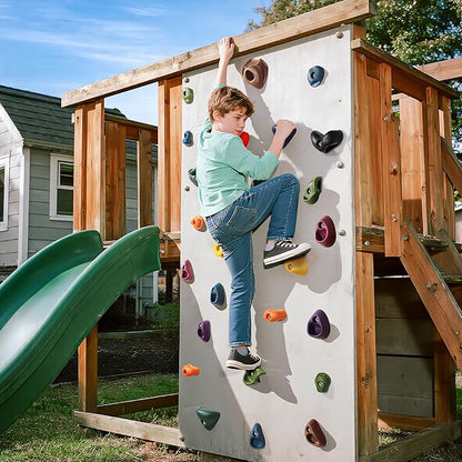 TOPNEW 32PCS Rock Climbing Holds with Mounting Hardware - Climbing Rocks for Indoor/Outdoor Kids Adults Rock Wall, Play Set & Climbing Gym, Dark Color