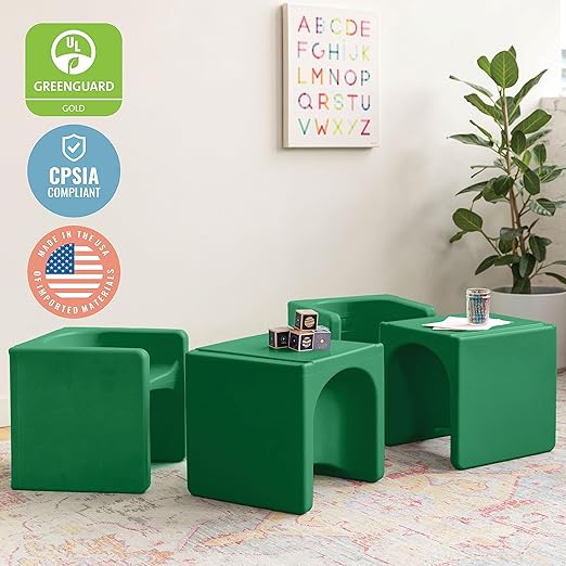 ECR4Kids Tri-Me 3-In-1 Cube Chair, Kids Furniture, Green