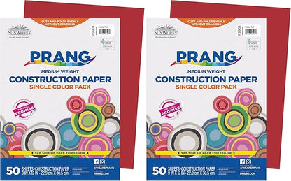 Prang (Formerly SunWorks) Construction Paper, Holiday Red, 9" x 12", 50 Sheets (Pack of 2)
