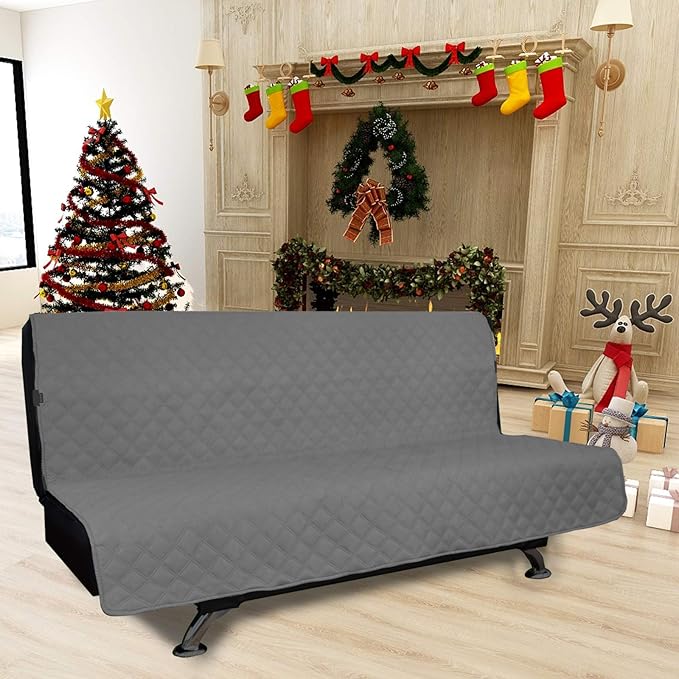 Easy-Going Sofa Slipcover Futon Cover Waterproof Couch Cover Furniture Protector Cover Pets Covers Whole Fabric No Stitching Non-Slip Fabric Pets Kids Children Dog Cat (Futon, Grey)