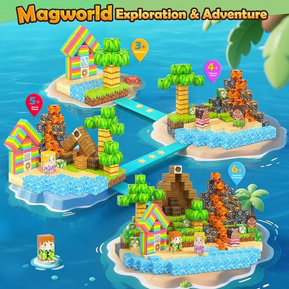 Large Magnetic Blocks - 120PCS 1“ Magnetic Cubes Building Toys for Kids Age 3-5 4-8 5-7 8-12, Hawaii Mine Magnet World Building Craft, Educational Toys Christmas Birthday Game Gifts for Boys Girls