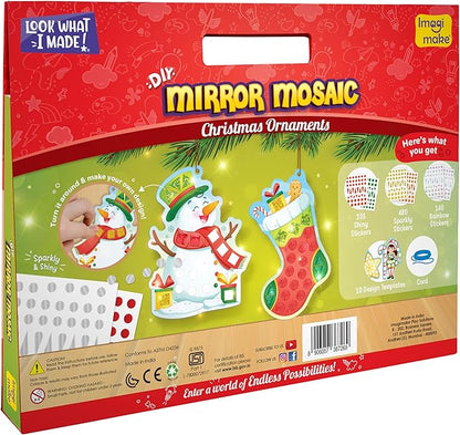 Imagimake Mirror Mosaic Christmas Kids Art Set | DIY Craft Kit | Foil Stickers for Kids | Birthday Gift for Girls and Boys Ages 3,4,5,6,7,8 | Christmas Toys for Girls Age 4,5,6,7,8