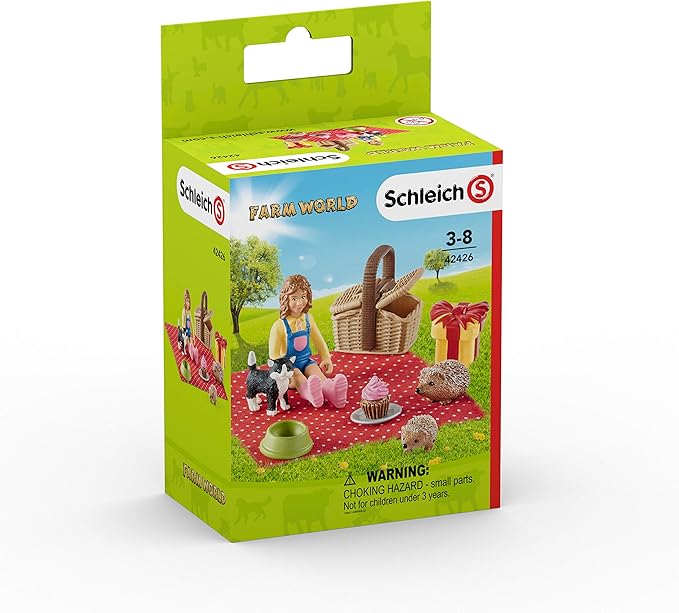 Schleich Farm World, Farm Animal Toys for Kids, Birthday Picnic Playset with Baby Animal Toys 10-piece set