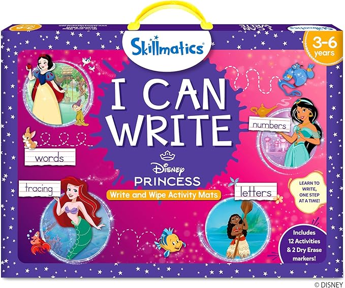 Skillmatics I Can Write Disney Princess - Reusable Preschool Learning Activities, Educational Toys & Games, Handwriting Aids, Back to School Supplies, Gift for Students, Kids, Toddlers Ages 3, 4, 5, 6