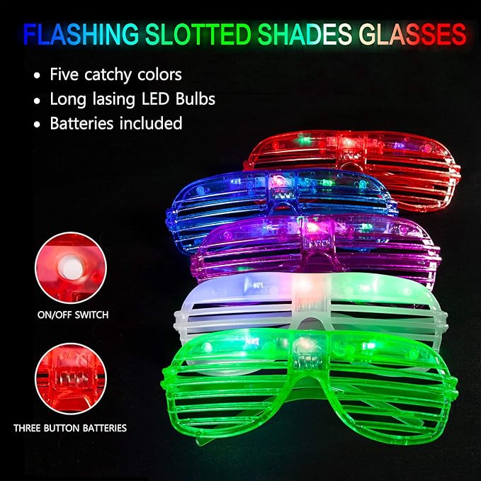 MIBOTE 83Pcs Led Light Up Toys Party Favors Glow in the Dark Party Supplies for Kid/Adults Halloween with 50 Finger Lights, 8 Jelly Rings,Flashing Glasses,Bracelets, Fiber Optic Hair Lights