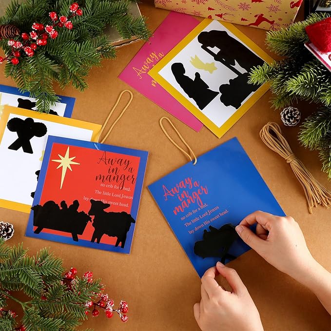 30 Pcs Nativity Crafts for Kids Away in a Manger Ornament Craft Kit Religious Crafts for Kids Christmas Tree Ornaments Jesus Birth DIY Nativity Christmas Activities Classroom Party Favors