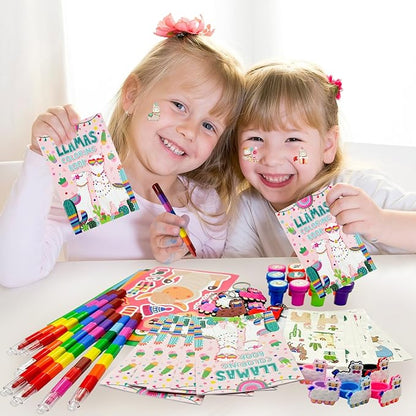 72 Pcs Llama Birthday Party Favors Kits ,Llama Coloring Book Alpaca Pinata Filler Cactus Goodie Bags Summer Mexican Party Supplies Llama Craft DIY Kit Face Stickers Tattoo for Fiesta Animal Party