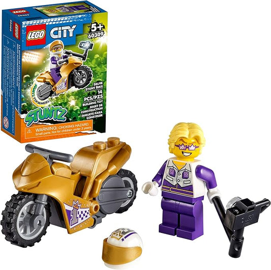 LEGO City Selfie Stunt Bike 60309 Building Kit; Fun Selfie Stick Stunt Bike Toy for Kids (14 Pieces)