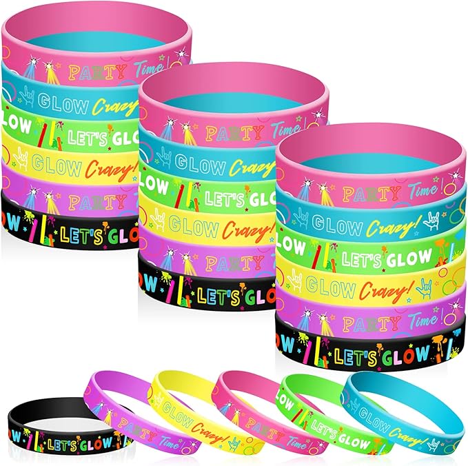 36 Packs Glow in The Dark Bracelets Neon Party Favors Wristband Silicone Glow Bracelets for Party Favors Glow in The Dark Party Supplies Carnival Wedding New Years Party Favors