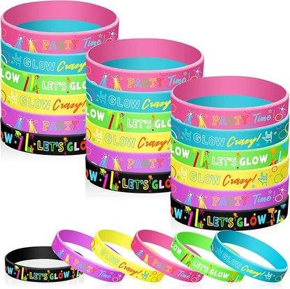 36 Packs Glow in The Dark Bracelets Neon Party Favors Wristband Silicone Glow Bracelets for Party Favors Glow in The Dark Party Supplies Carnival Wedding New Years Party Favors