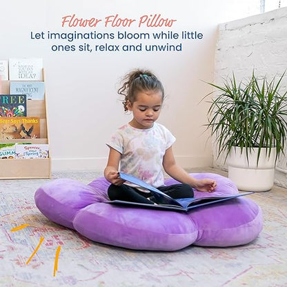 ECR4Kids SoftZone Flower Floor Pillow, Seating Cushion, Purple