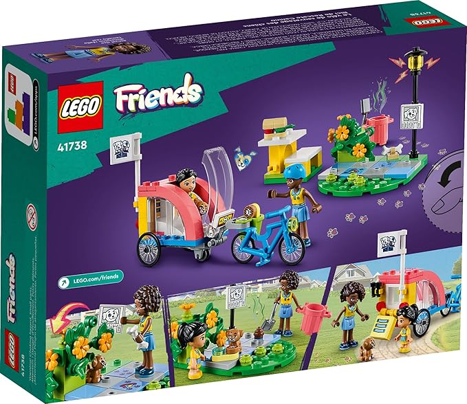 LEGO Friends Dog Rescue Bike Building Set, Pretend Play Animal Toy Playset for Pet-Loving Kids, Girls and Boys Ages 6 and Up with Puppy Toy Pet Figure and 2 Mini-Dolls, 41738