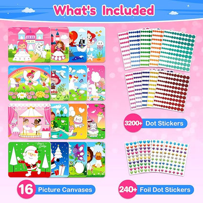 ZMLM Dot Art Craft Kit Activity, Dot Stickers for Toddlers No Mess Art and Craft Kit for Kids Ages 4-8, Small Easter Basket Stuffers DIY Crafts Birthday Valentines Day Gifts Classroom Travel Toys