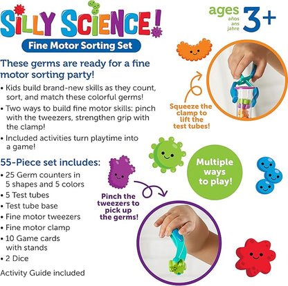Learning Resources Silly Science Fine Motor Sorting Set - 55 Pieces, Age 3+ Educational Toy, Preschool Fine Motor Skills, PreK Manipulatives