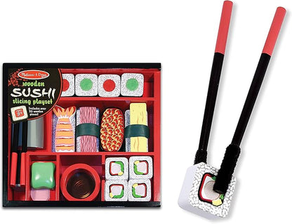 Melissa & Doug Sushi Slicing Play Food Set - Pretend Play Kitchen Toys, Wooden Sushi Food For Play, Pretend Sushi For Kids Ages 3+
