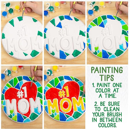 Creative Roots Paint Your Own #1 MOM Stepping Stone, Craft Kits for Kids, Ceramics to Paint, Ages 6+