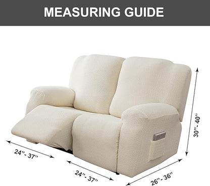 Genina Recliner Loveseat Cover Stretch Couch Covers Sofa slipcover for 2 Seat Reclining Couch Thick Jacquard Furniture Protector (Beige)