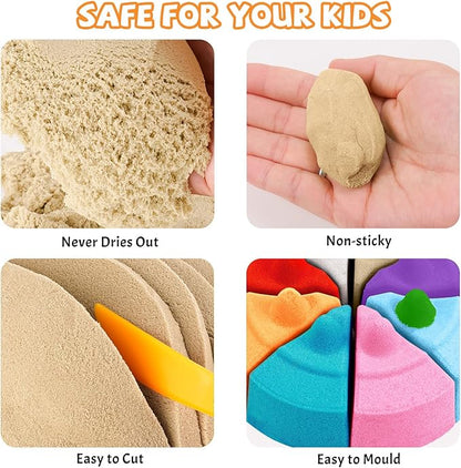 11 Lbs Fun Sand for Kids, Safe Non-Toxic Eco-Friendly Molding Sand for Stress Relief & Skill Development, Easy-to-Shape Mess-Free Formula Enhances Imagination & Creativity (Original Color)