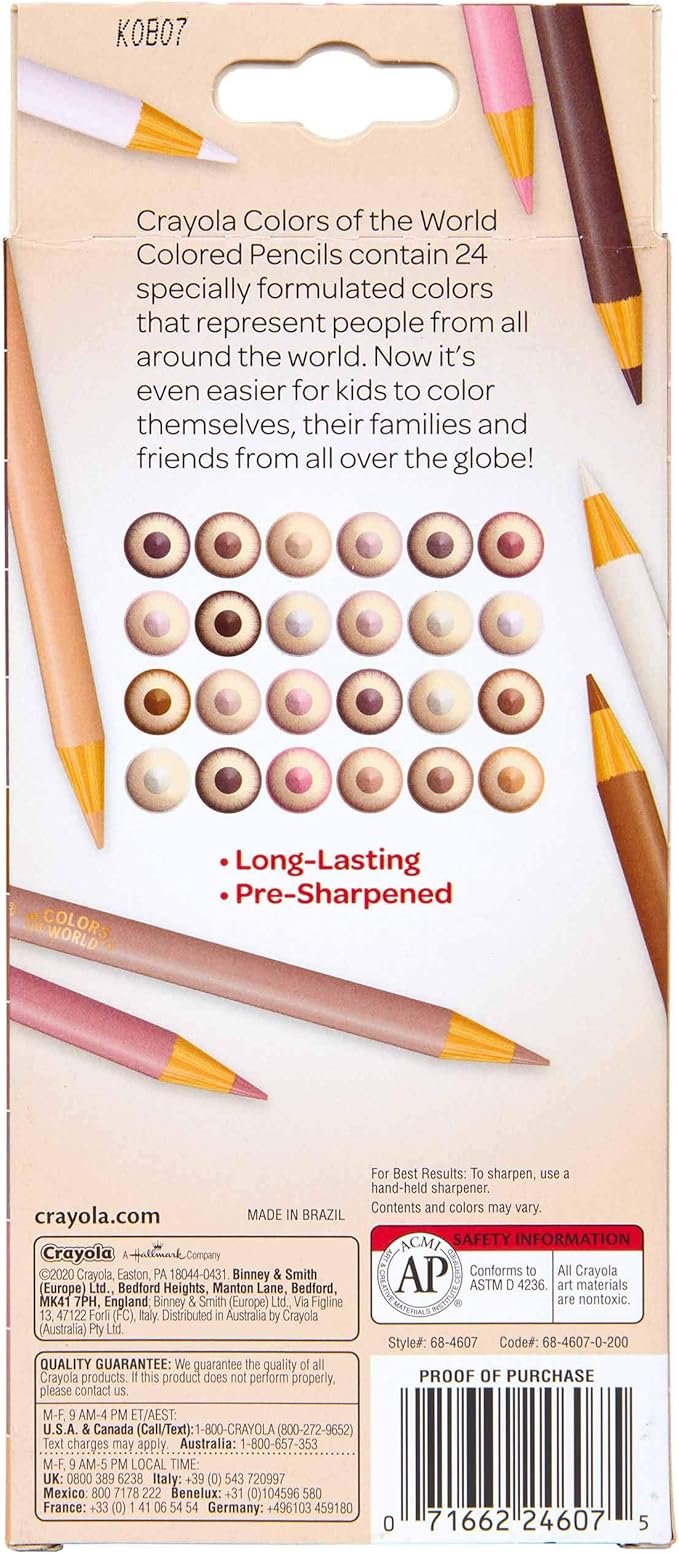 Crayola Colors of the World Bulk Colored Pencil Set - 6 Packs (24ct), Skin Tone Kids Colored Pencils for Kids, School Supplies