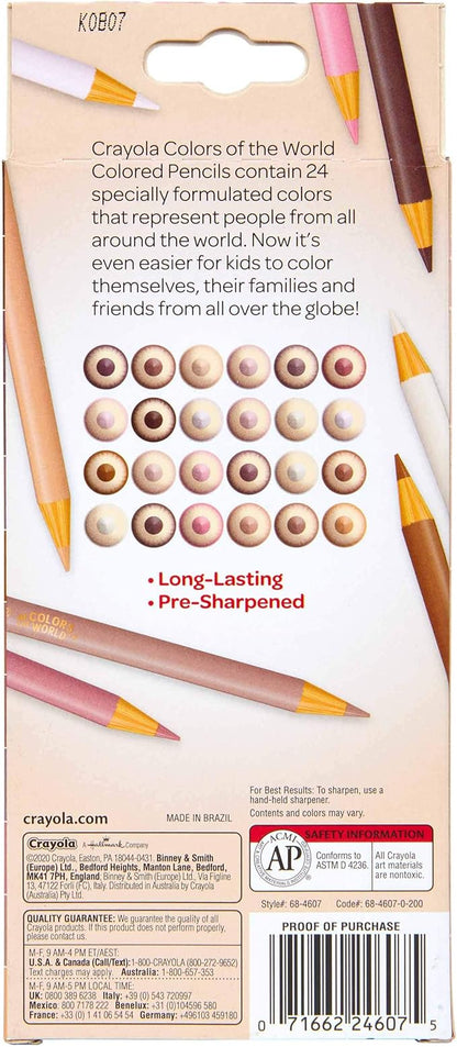 Crayola Colors of the World Bulk Colored Pencil Set - 6 Packs (24ct), Skin Tone Kids Colored Pencils for Kids, School Supplies
