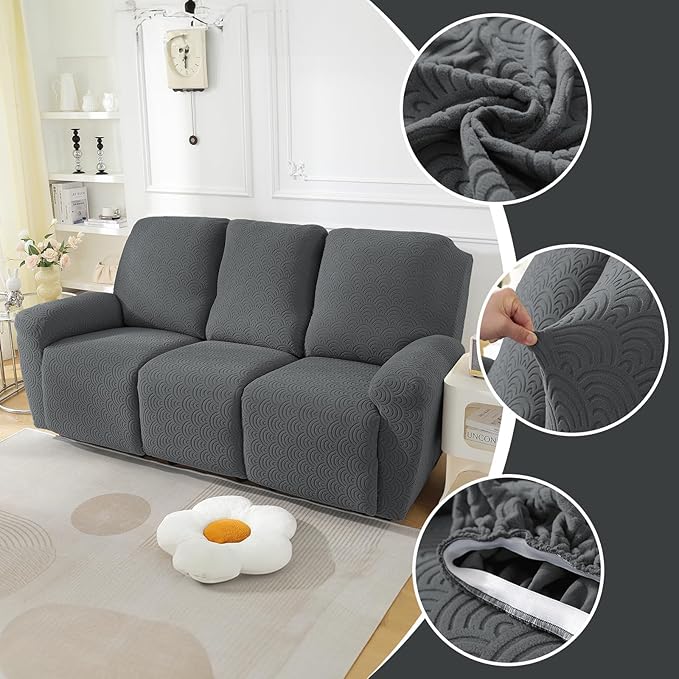 NORTHERN BROTHERS Recliner Sofa Covers 3 Seater, Reclining Sofa Cover 3 Seater, Couch Covers for Reclining Sofa, Couch Cover for Recliner Sofa 3 Seat, Recliner Sofa Covers, Dark Gray