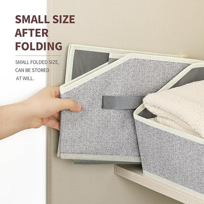Homsorout Storage Bins for Shelves - Small Trapezoid Closet Shelf Organizer, Fabric Organization Bins with Handles, Storage Baskets for Clothes, Towel, Purse, 6 Pack, Light Gray